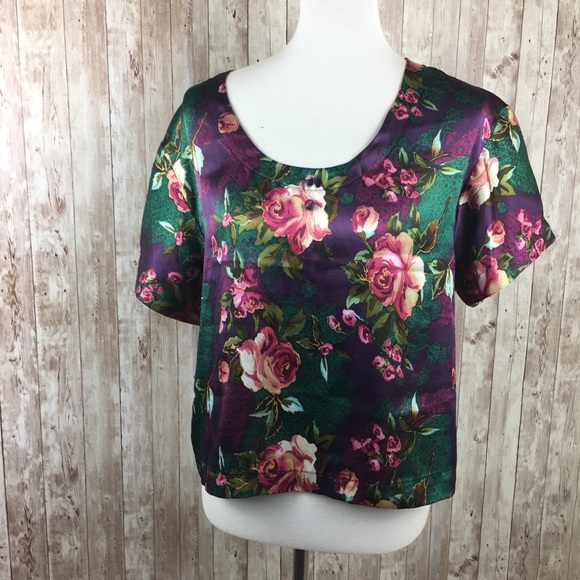 Vintage Tops - California Dynasty Floral Purple Vintage Blouse